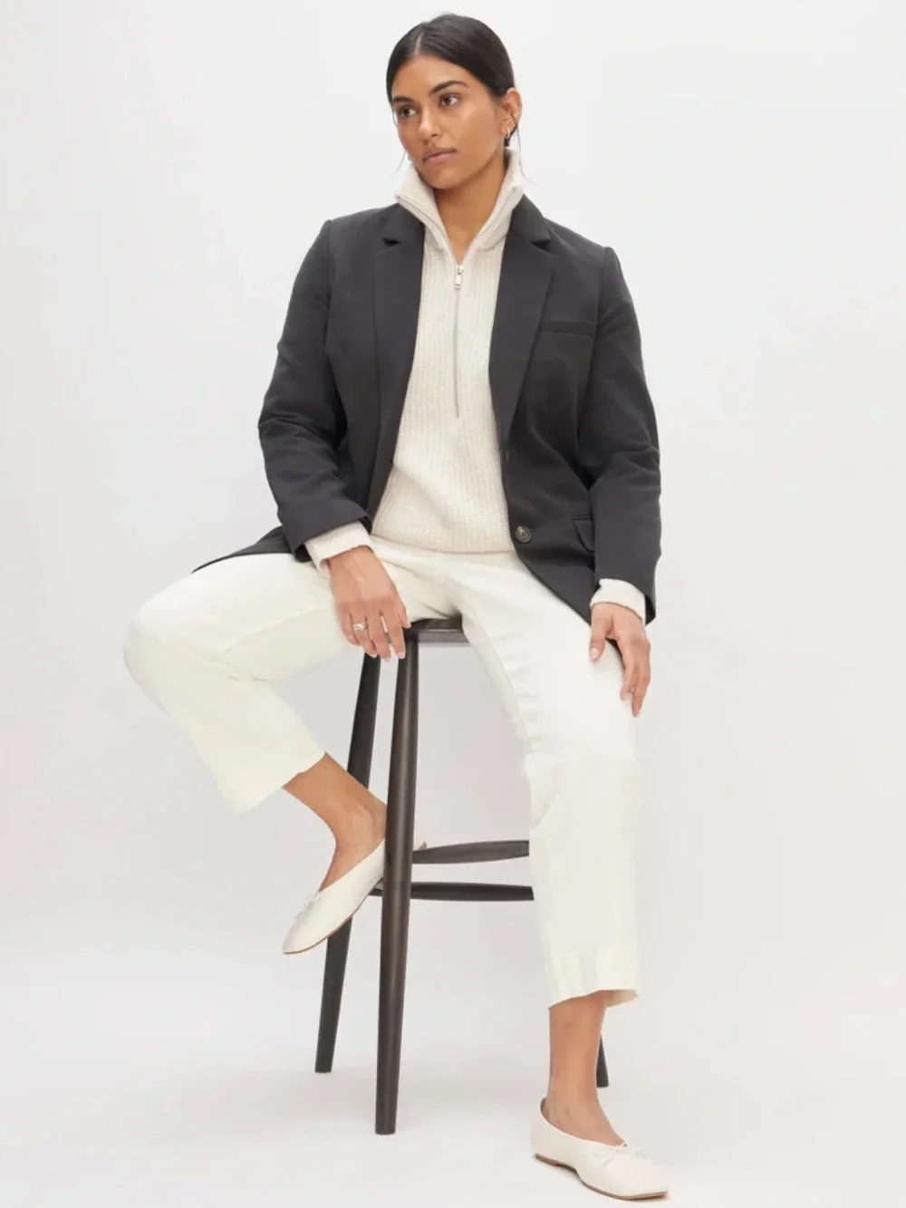 Everlane Day Ballet Flat Canvas Cream White Size 9.5 Square Toe Minimal Chic - Picture 6 of 9